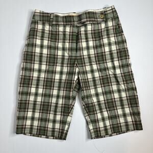 Michael Kors Womens Green Plaid Bermuda Shorts Size 4 Stretch Chino Golf